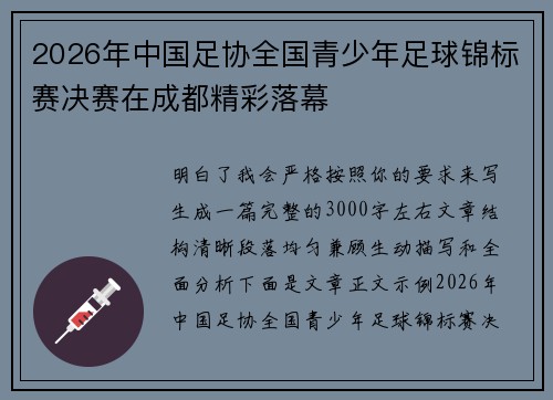 2026年中国足协全国青少年足球锦标赛决赛在成都精彩落幕 2026年中国足协全国青少年足球锦标赛决赛在成都精彩落幕